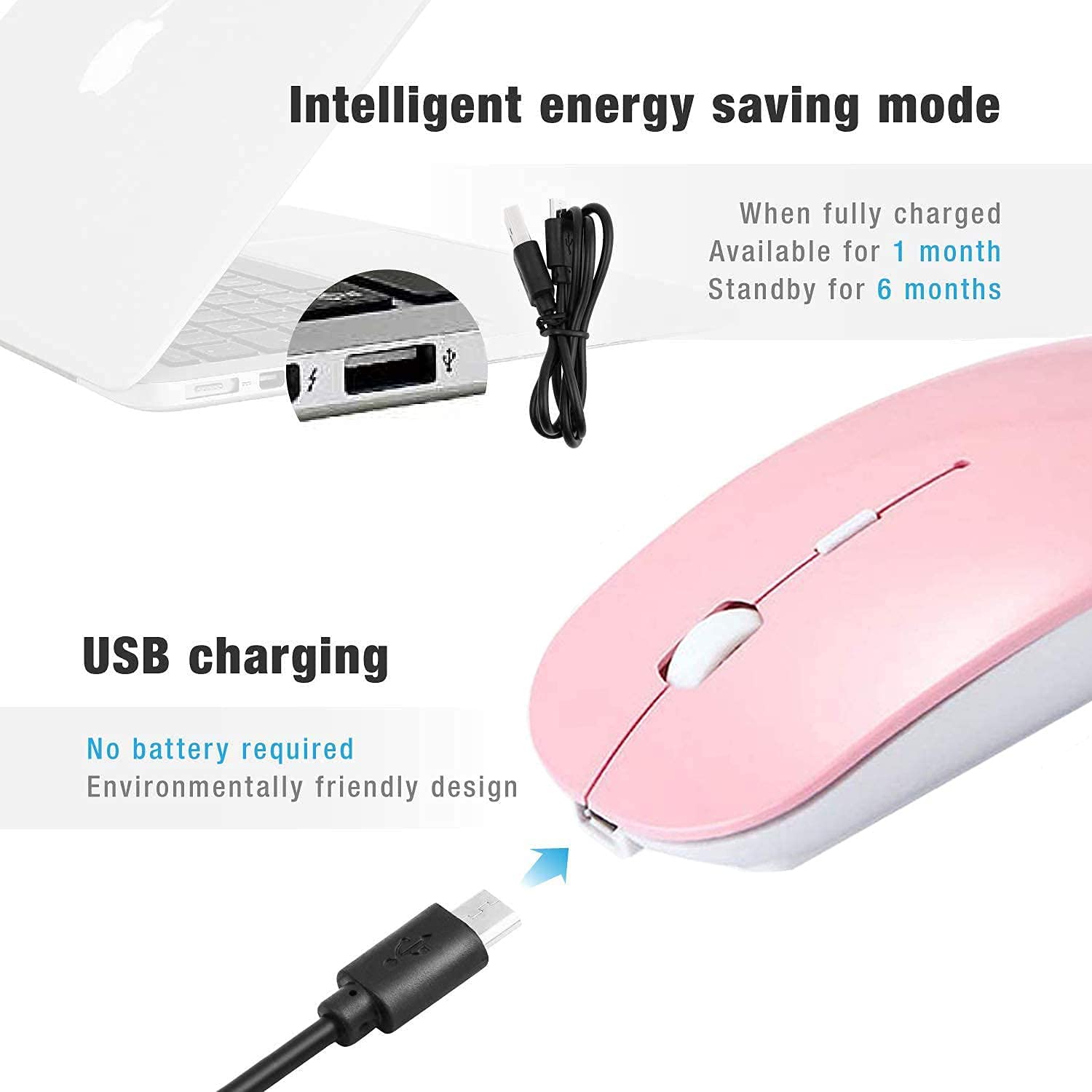 Zeru Rechargeable Bluetooth Mouse Wireless Mouse For Macbook Pro Air Bluetooth Wireless Mouse For Laptop Pc Computer Mac