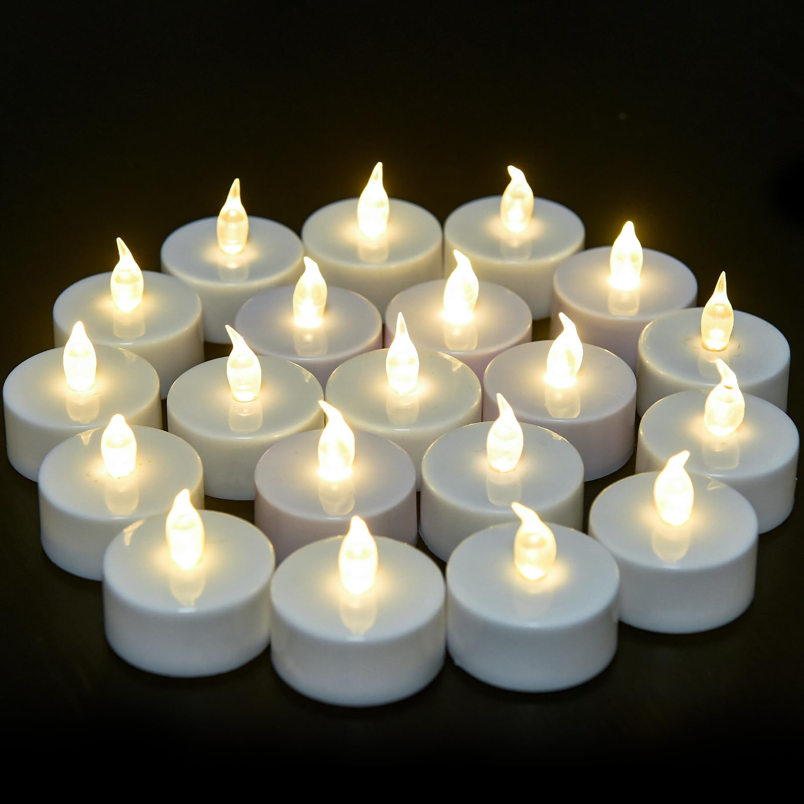 Vetour Battery Operated Tea Lights Candles: 50 Pcs Flameless Tea Light Realistic Flickering Led Tealights Candles With Warm Whit