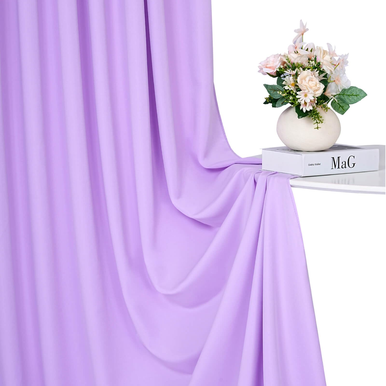 Lavender Backdrop Curtains Photo Backdrop Drapes: 2 Panels 5Ft X 10Ft Polyester Fabric   Baby Shower Mermaid Photography Backgro
