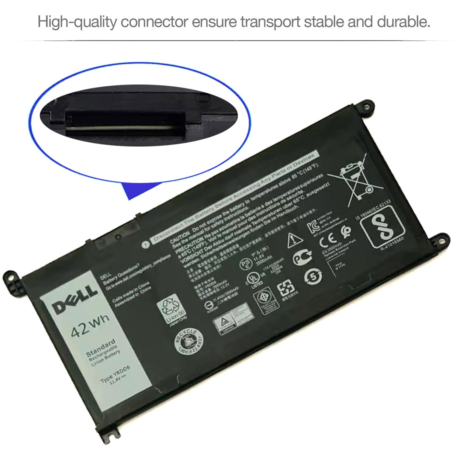 Dell Yrdd6 Laptop Battery For Replaceable Dell Inspiron 7586 5482 5485 5491 3310 2 In 1 3493 3582 3593 3793 5493 5593 5480 5590