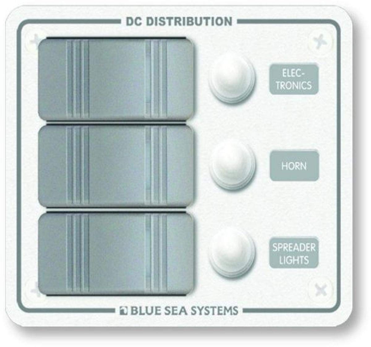 Blue Sea Systems 8274 Contura Water Resistant 12V Dc Circuit Breaker Panel   White 3 Position
