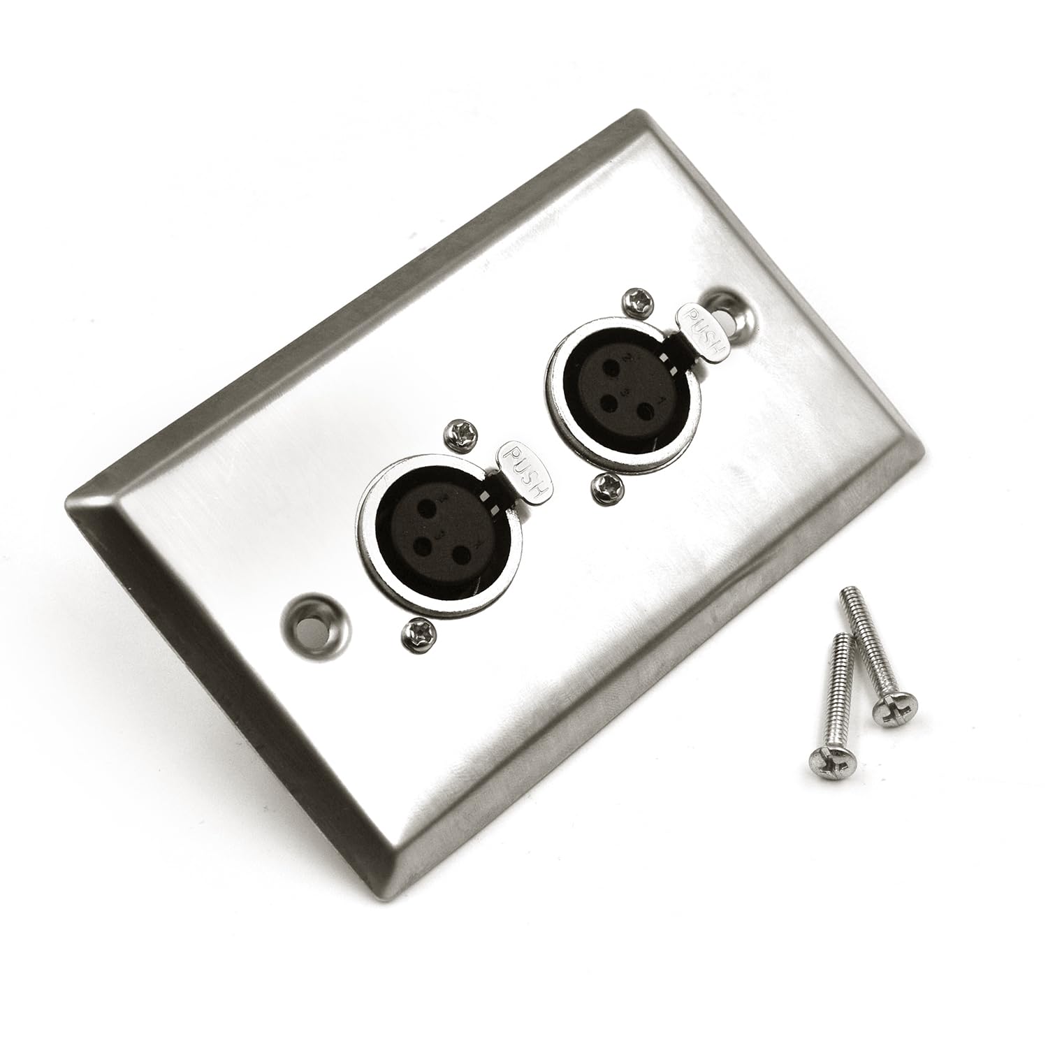 Zhupoub Dual Xlr Plugs And Plates Audio Speakers Dual Xlr Female Connectors Stainless Steel Wall Plate (2Pack) Silver