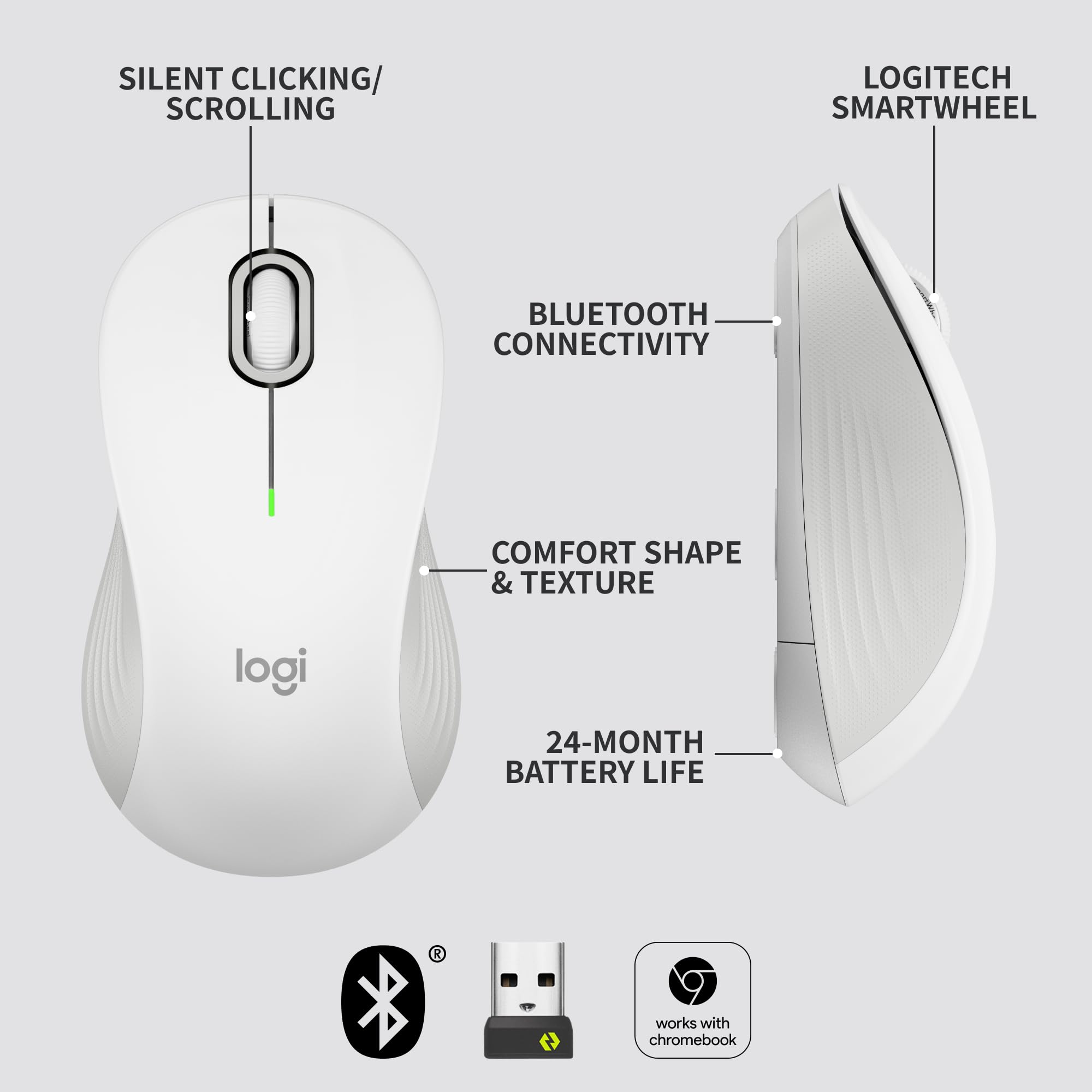 Logitech Signature M550 Wireless Mouse   For Small To Medium Sized Hands, 2 Year Battery, Silent Clicks, Customizable Side Butto