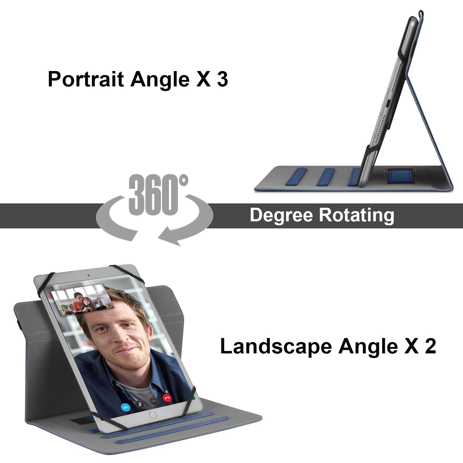 Universal 9 10 10.1 Inch Android Tablet Case,Slim 360 Degree Rotatable Back Cover Folio Case For Universal 9 11 Inch Tablet, Wit