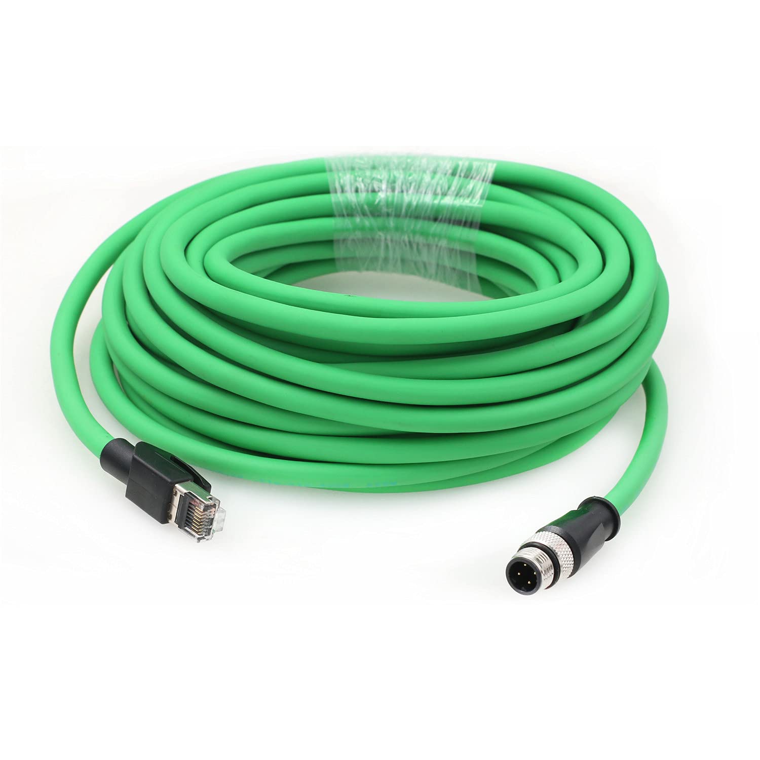 Hangton M12 4 Pin Ethernet Cable For Sick Keyence Iv2 Sr 2000 Barcode Reader Sensor, D Coded To Rj45 Cat5E Network Poe 15M