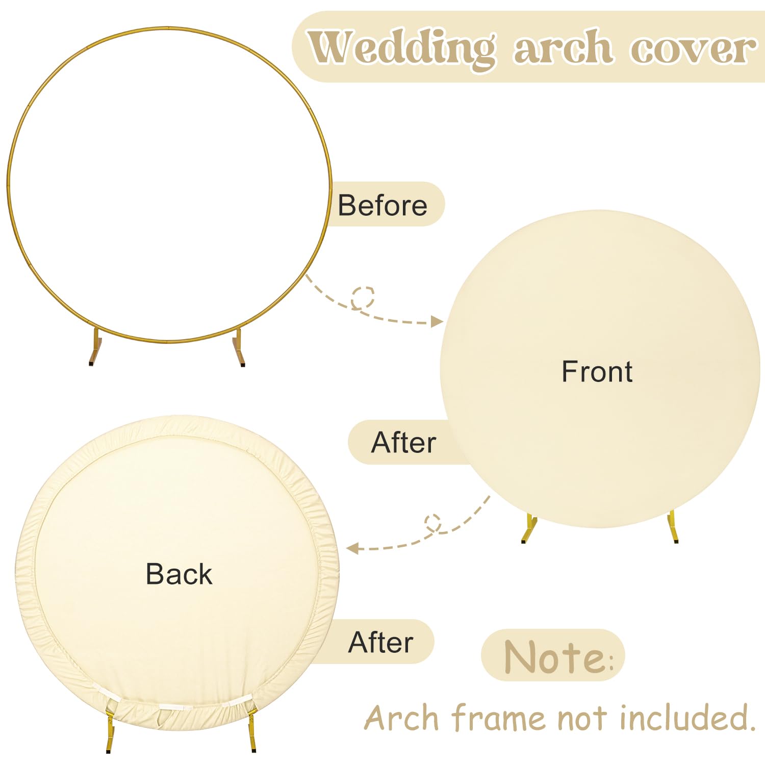 6Ft Round Wedding Arch Cover For 6Ft Circle Arch Stand, Thick Polyester Fabric Adjustable Circle Arch Backdrop Cover For Wedding