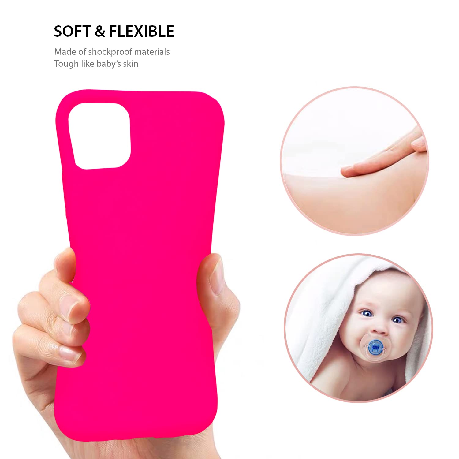 ZUSLAB Phone Case Compatible with Apple iPhone 12 / iPhone 12 Pro Shockproof Silicone Neon Pink