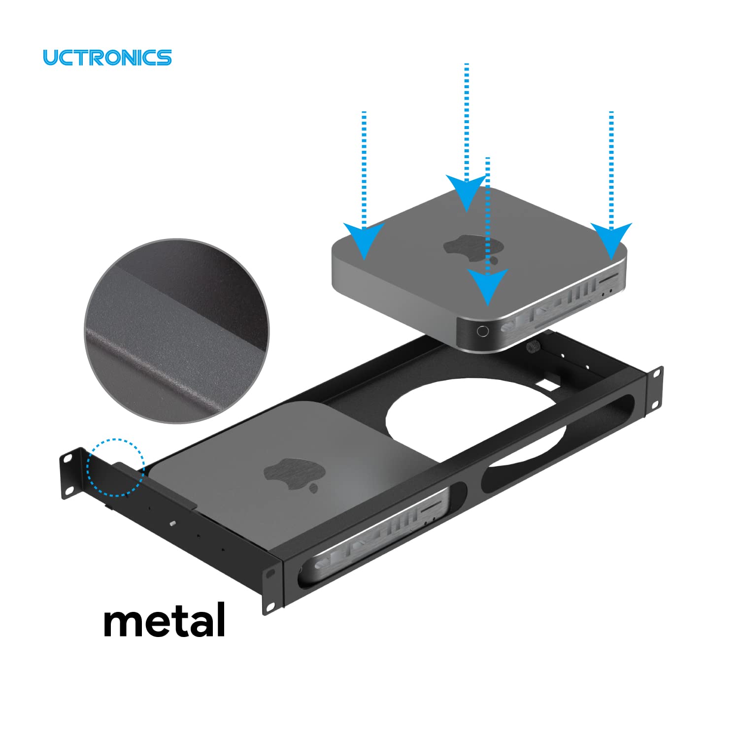 Uctronics Mac Mini Rack Mount With Side Brackets, 19'' 1U Rackmount Supports Up To 2 Units Of All Mac Mini M2 And M1 Models