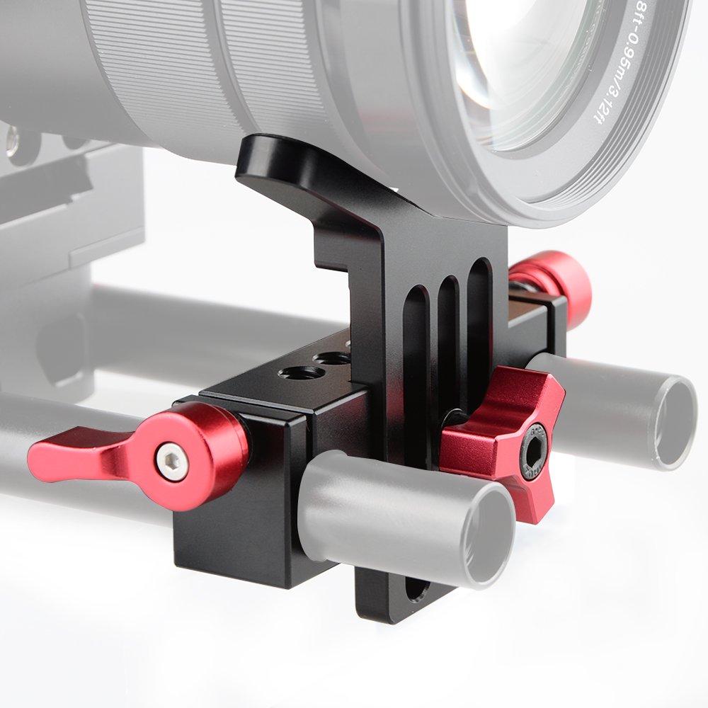Camvate Lens Support 15Mm Rod Clamp Rail Block For Dslr Rig Rod Support Rail System(Red   1107