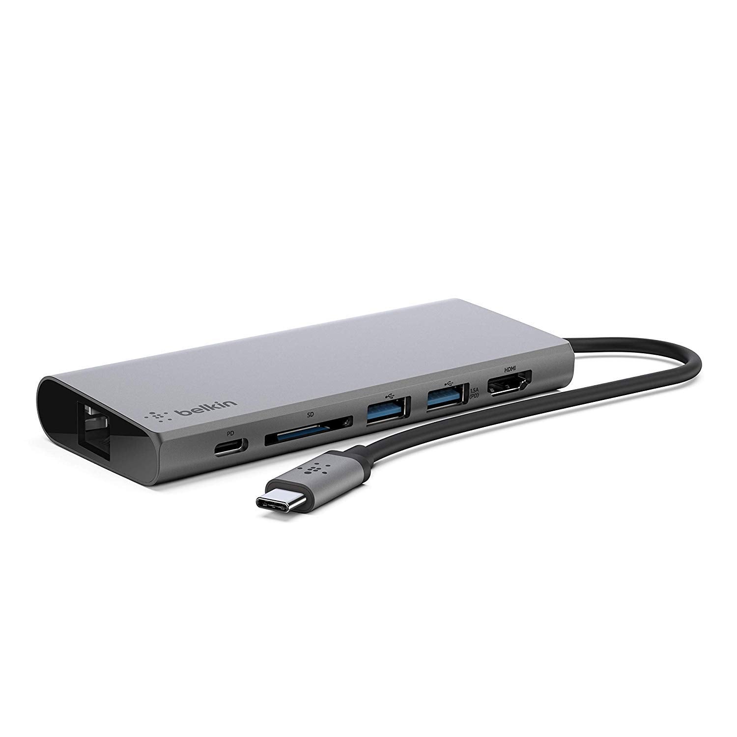 Belkin USB C Hub, 6 in 1 Multi Port Docking Station, USB C Docking Station for iPad, iPad Pro, iPad Mini, MacBook, & More   60W USB C Power Delivery 3.0, 4K HDMI USB A, USB C, Ethernet & SD Card Ports
