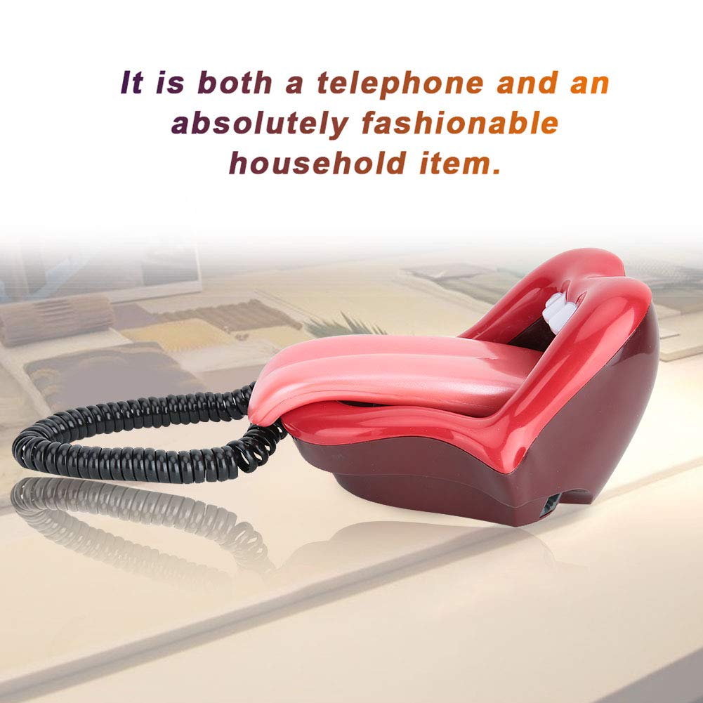 Corded Phone, Home Phone Multifunctional Large Tongue Shape Telephone Desk Phone Home Decoration Red