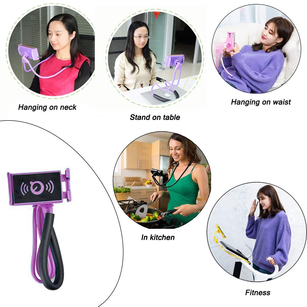 Kikmrp Neck Phone Holder - Universal Hanging On Neck Lazy Phone Holder Diy Free Rotating Stand On Table Smart Multiple Functions