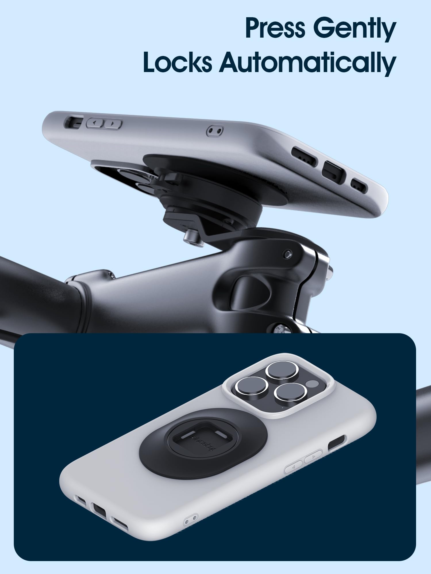 Sincetop Bike Phone Mount - Mountain Bicycle Stem Phone Holder - Series Q [ Quad ] - Quick Lock & Release - Aluminum Handlebar C