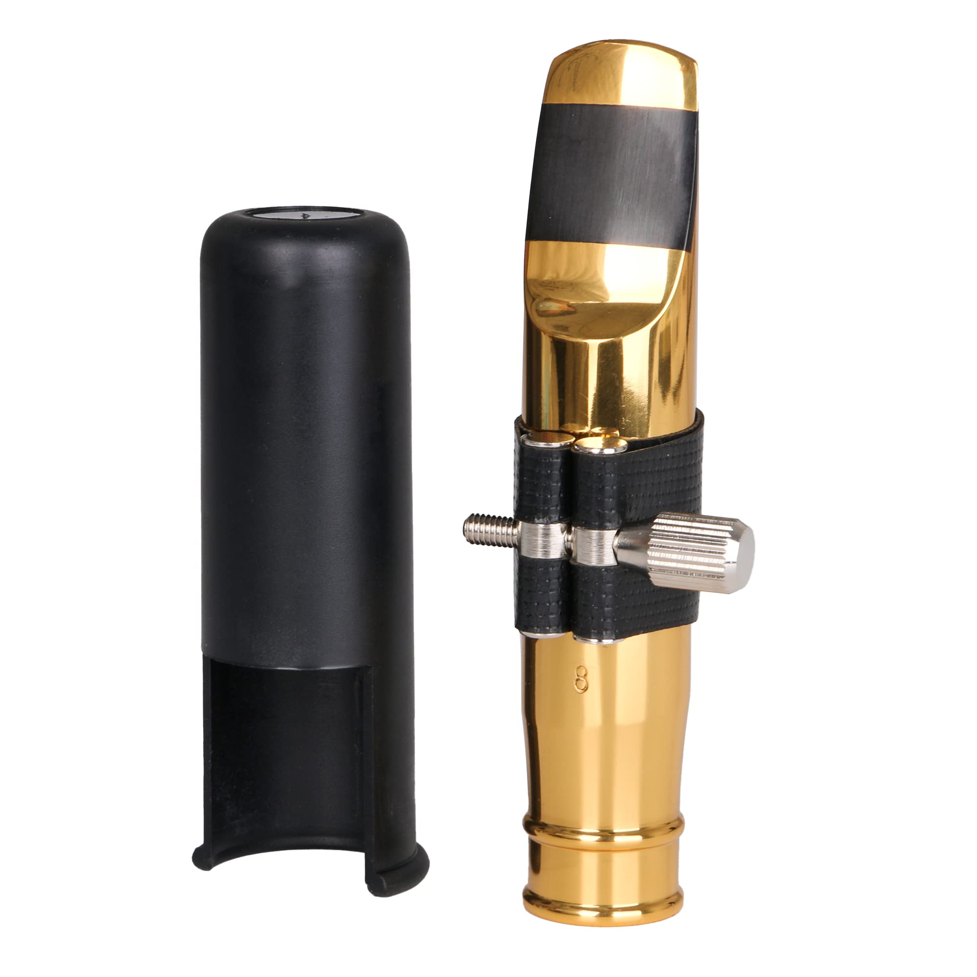 Yibuy Golden Jazz Style B Flat Tenor Sax Mouthpiece 8# W/Pu Leather Cap