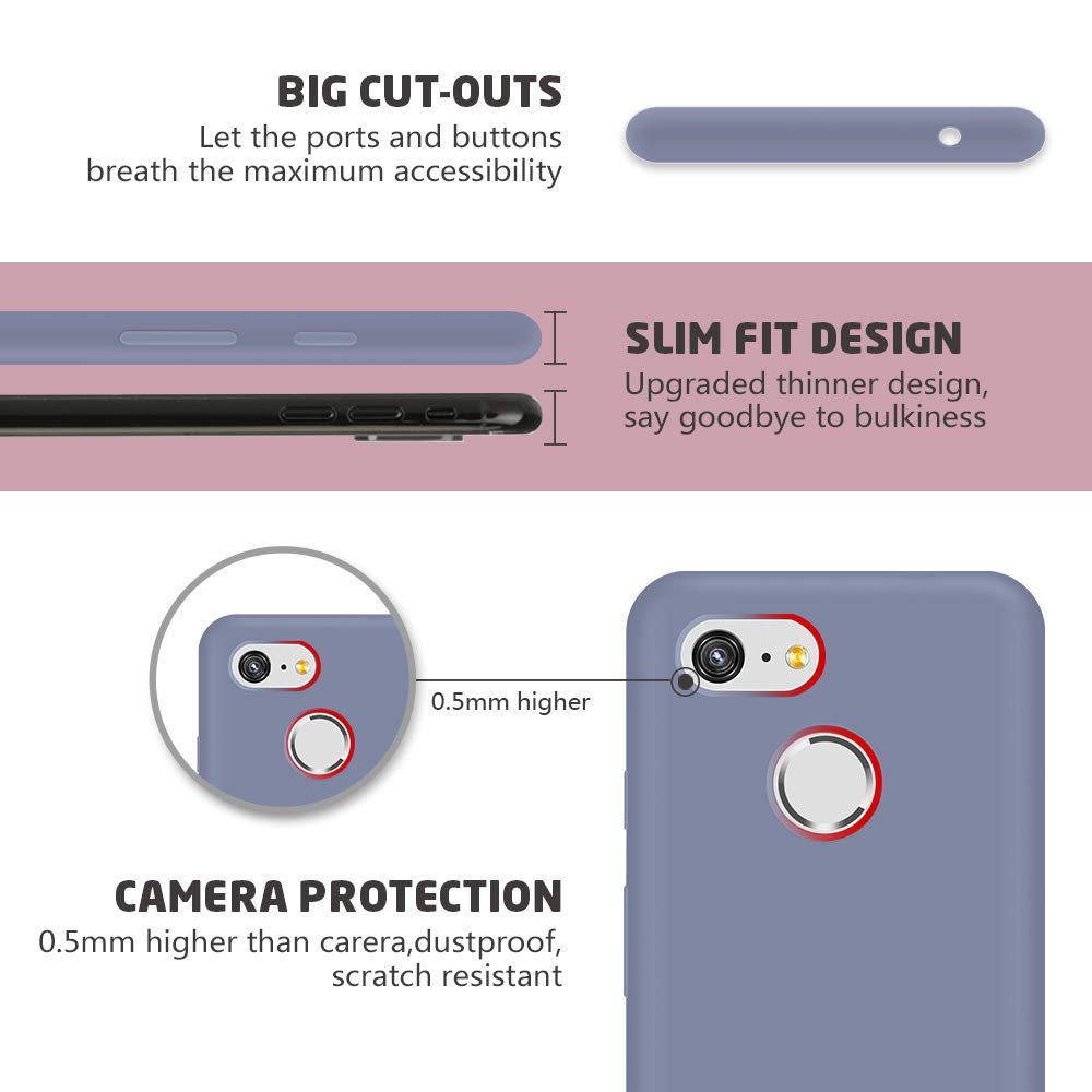 Abitku Google Pixel 3 Case, Google Pixel 3 Slim Case, Silicone Gel Rubber Case Soft Microfiber Cloth Lining Cushion Compatible F