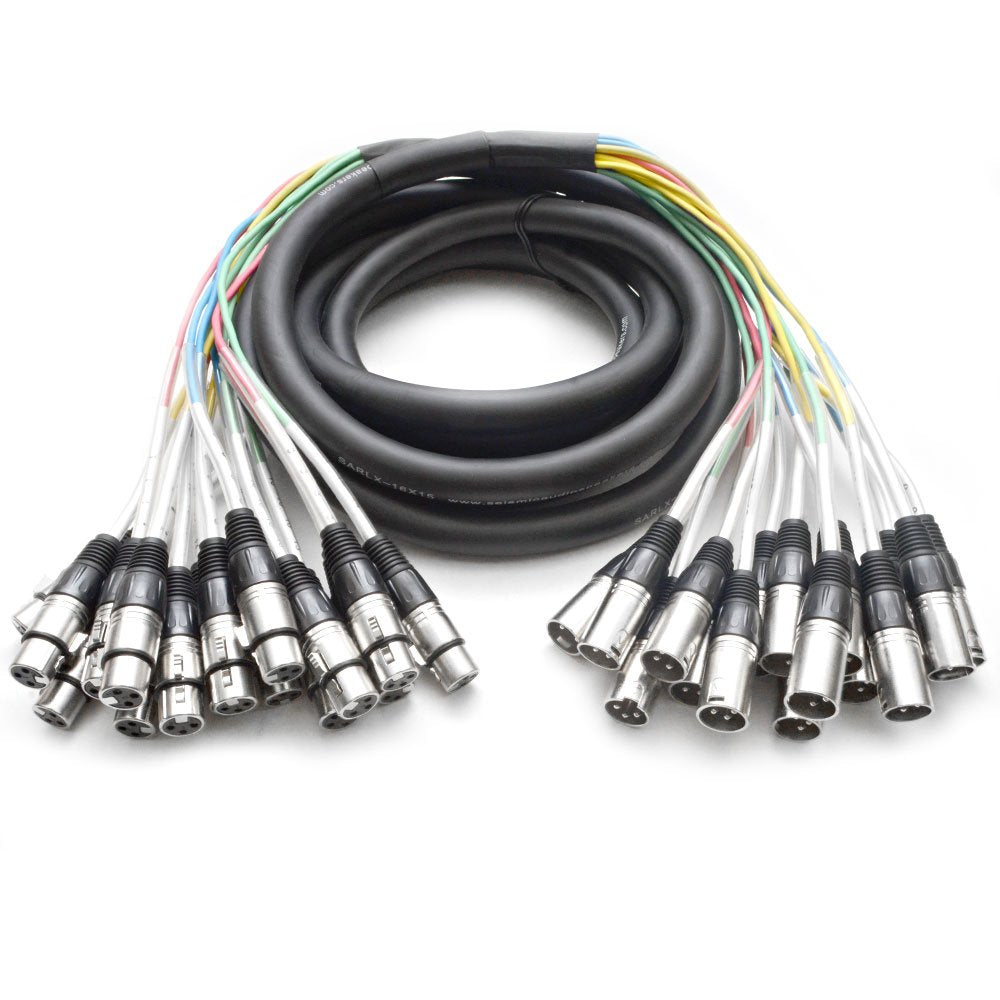 Seismic Audio - 16 Channel XLR Snake Cable - 15 Feet Long - Pro Audio Snake for Live Live, Recording, Studios, and Gigs - Patch,