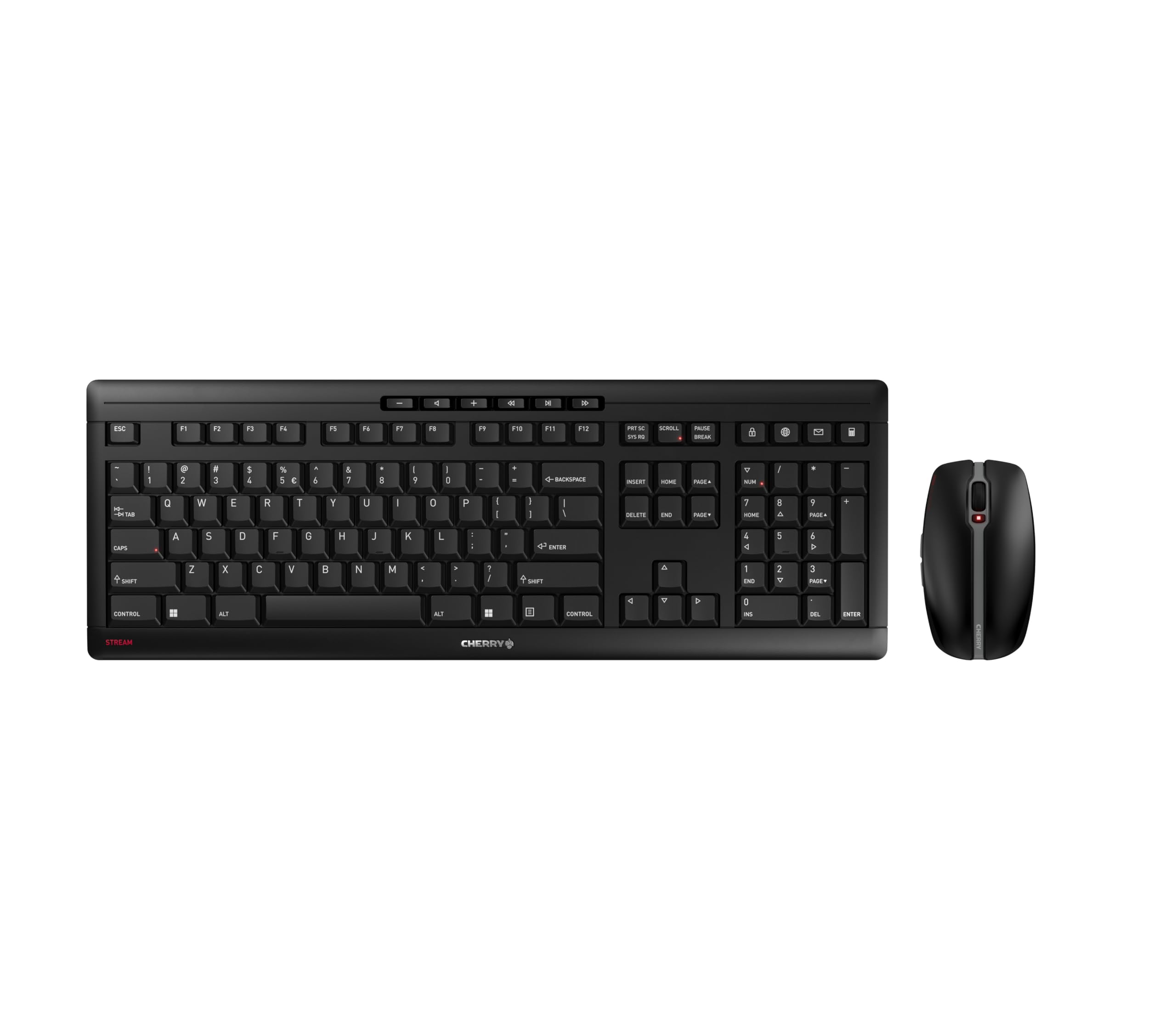 Cherry Stream Desktop   Wireless Keyboard And Mouse Combo   Us Layout   Qwerty Keyboard   Black