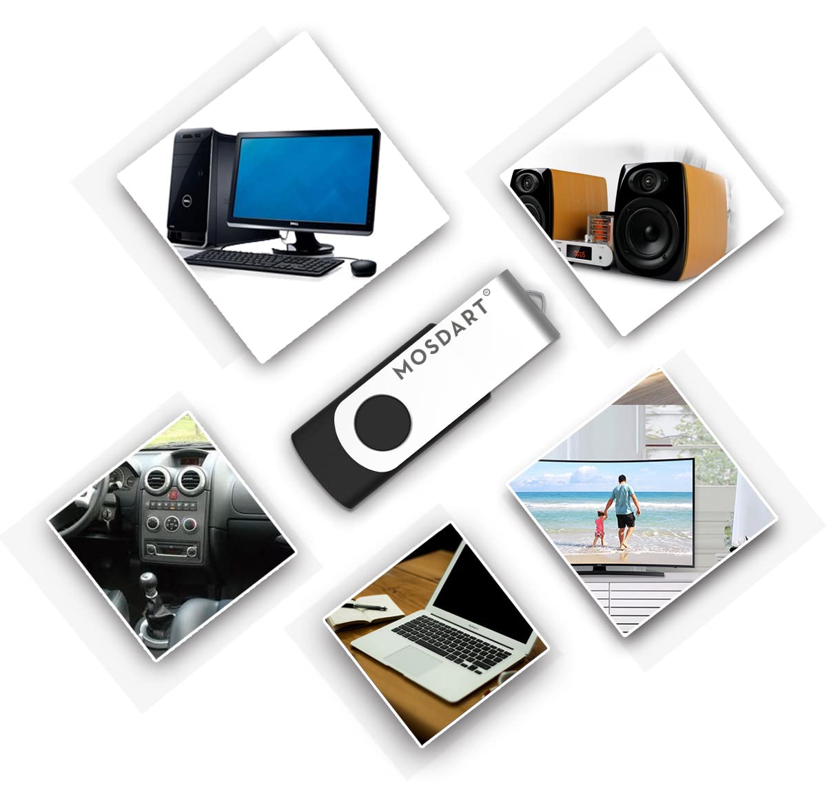 Mosdart Usb2.0 128Mb(Not 128Gb) Flash Drive, Swivel Design With Led Indicator, Keychain Loop, Fat32 Memory Stick For Data Storag