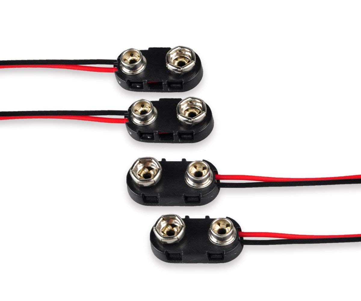 Bnafes Dc 9V Battery Clip Connector I Type Buckle Connector Plastic Shell Lead Wire 15Cm Long (Pack Of 10)