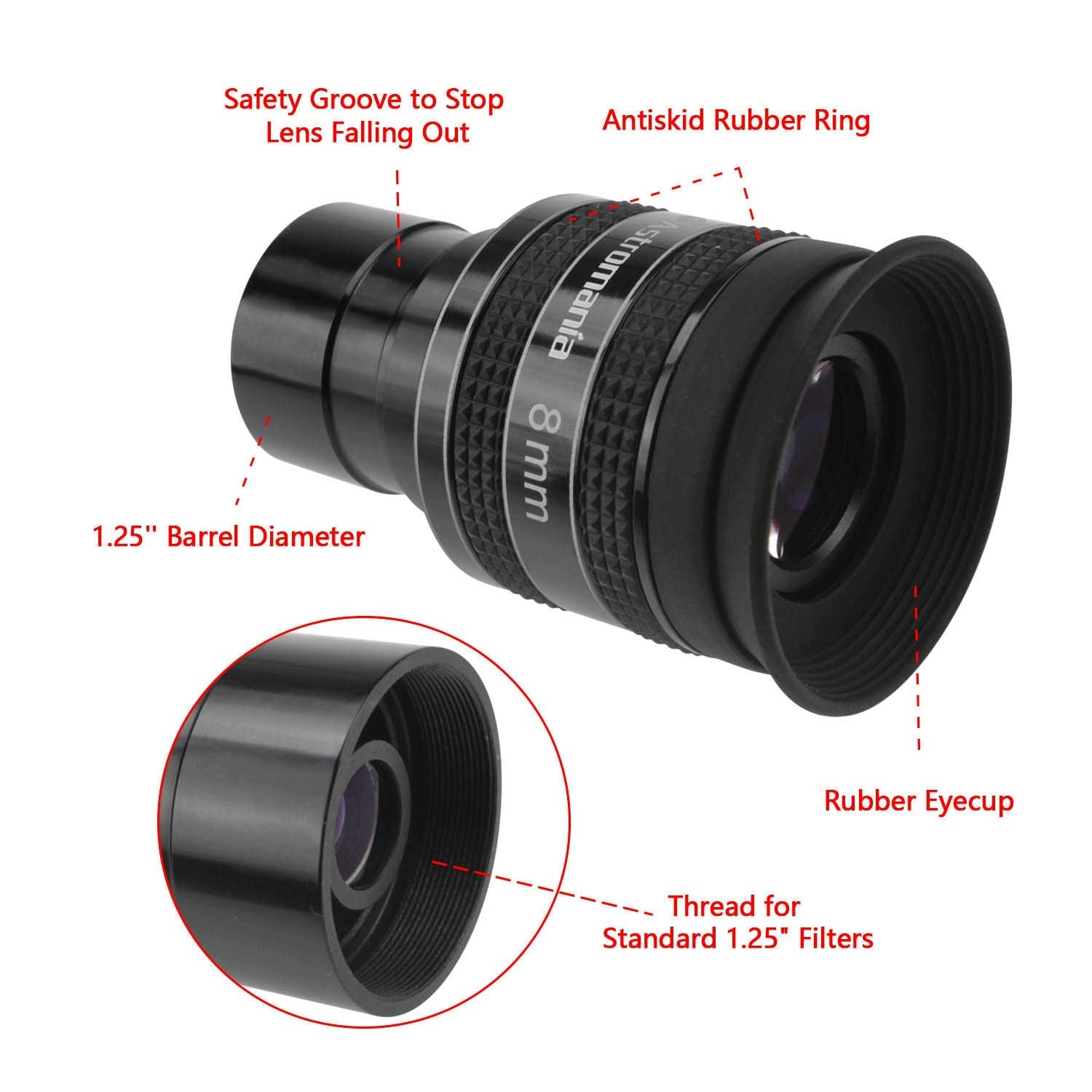 Astromania 1.25'' 8Mm 58 Degree Planetary Eyepiece For Telescope