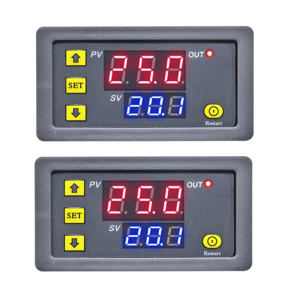 2Pcs Timer Delay Relay Programmable Cycle Timer Switch On Off Control Led Digital Display Time Relay Module (Dc12V/20A) Gray