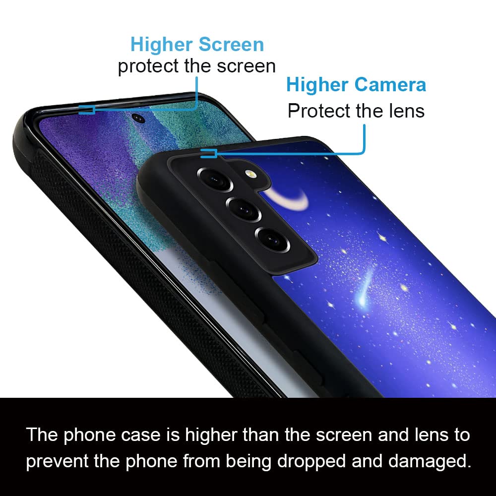 ZHEGAILIAN Samsung Galaxy S23 Phone Case Blue Moon Cat Shockproof Non-Slip Soft TPU PC Bumper 6.1 inch