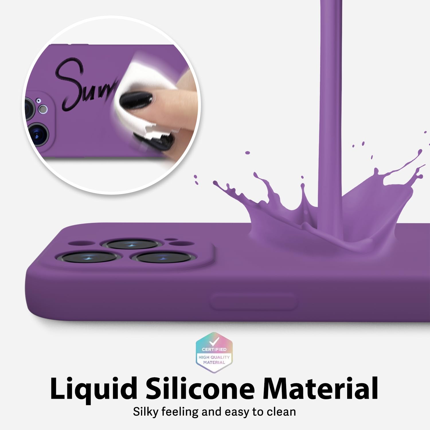 Oakxco Designed For Iphone 13 Pro Phone Case Liquid Silicone Grip, Cute Thin Slim Soft Rubber Tpu Plain Smooth Gel Cover For Wom