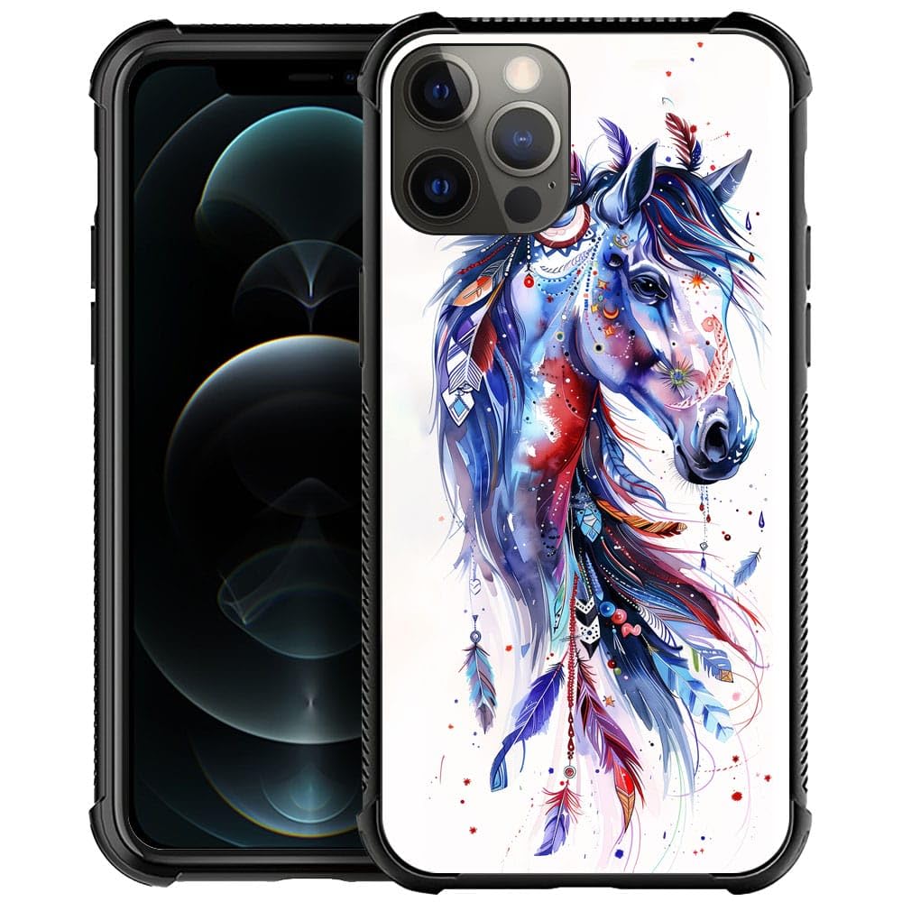 Carloca Compatible With Iphone 11 Pro Max Case,Drawing Sketch Rainbow Horse Art Pattern Design For Girl Shockproof Anti-Scratch 