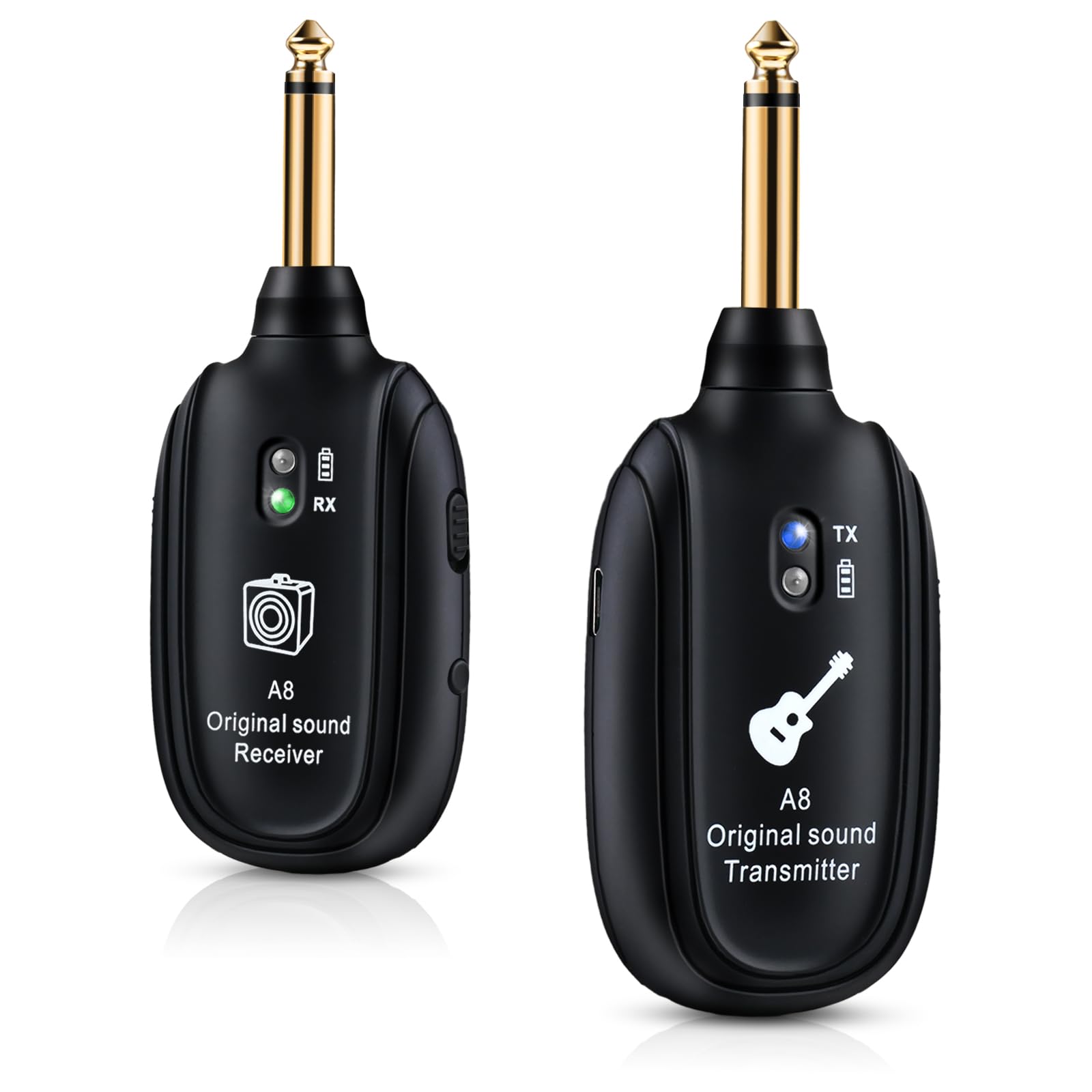 INGPARTNER A8 Wireless Guitar System UHF 2 Modes, Rechargeable Li-Battery, 100ft Range, Plug & Play for Guitar, Bass, Violin, Ke