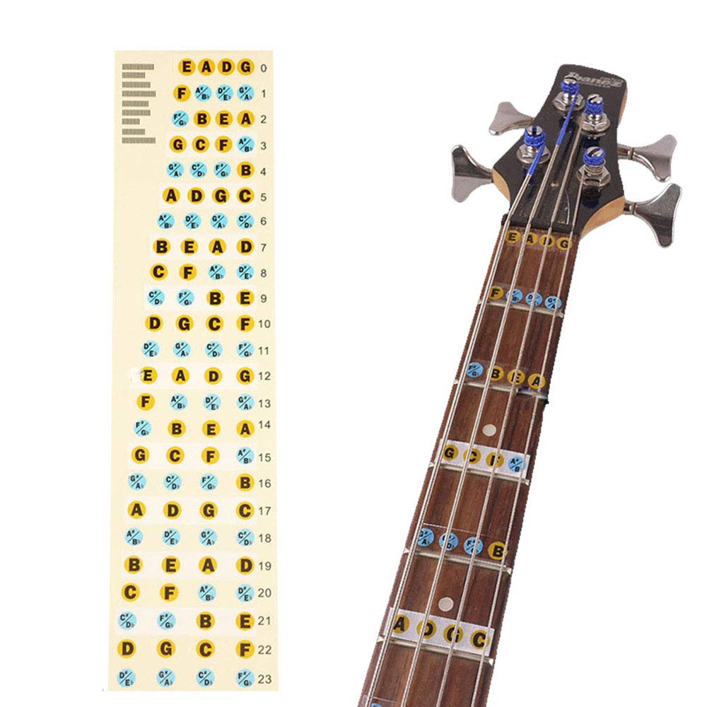 Bass Guitar Fretboard Note Map Decals/Stickers,4 String Bass Guitar Fingerboard For Beginner