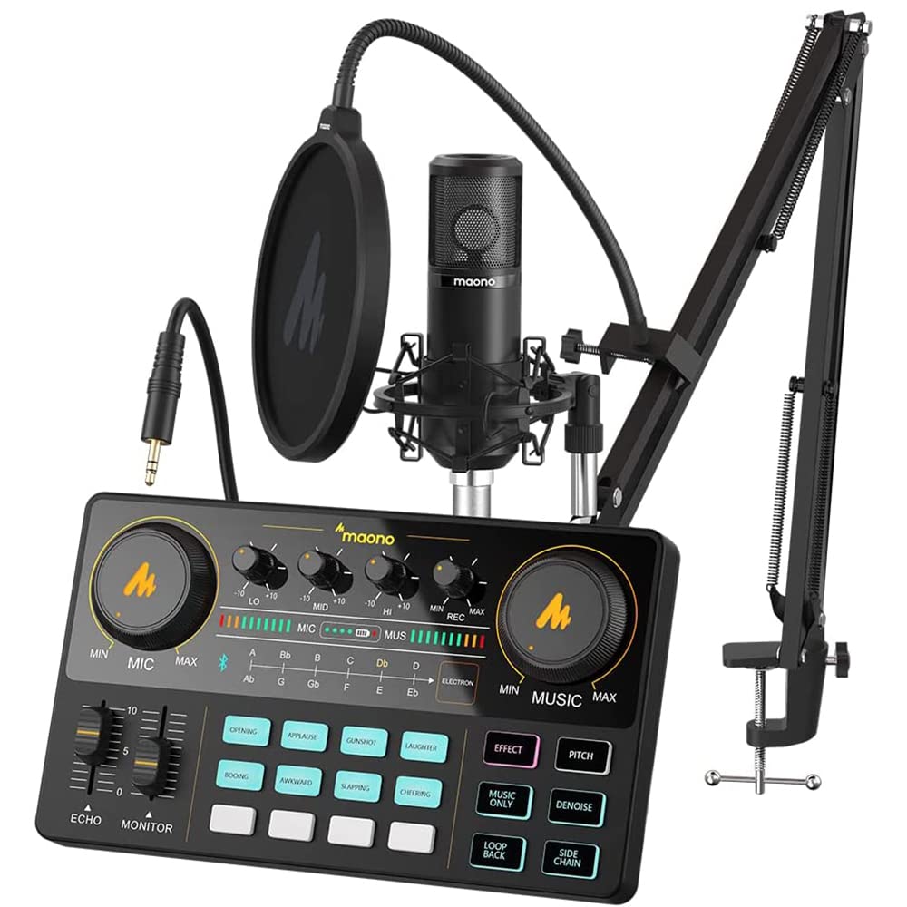 Maono Podcast Equipment Bundle Maonocaster Audio Interface All In One Podcast Production Studio With 25Mm Large Diaphragm Boom A