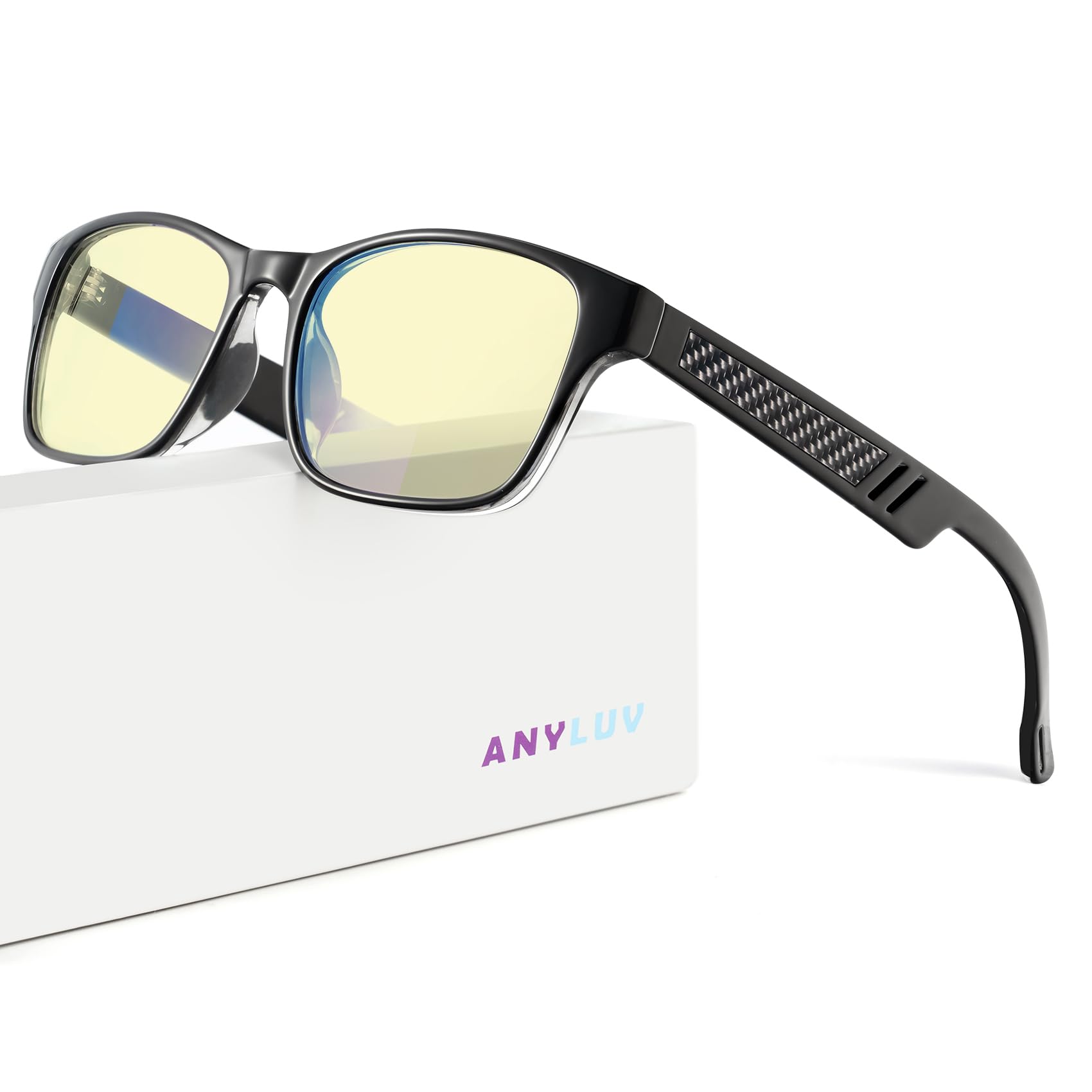 Anyluv Mens Blue Light Glasses Lightweight Anti Blue Light Blocking Computer Gaming Glasses Eyes Protection With Carbon Fiber De