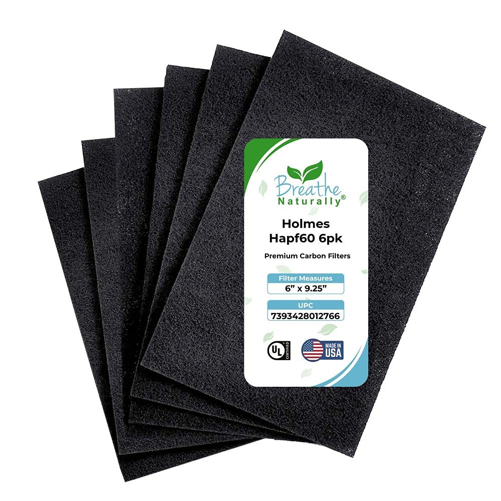 Breathe Naturally Replacment 6 Pack Hapf60 Carbon Filters Hapf60, Filter C