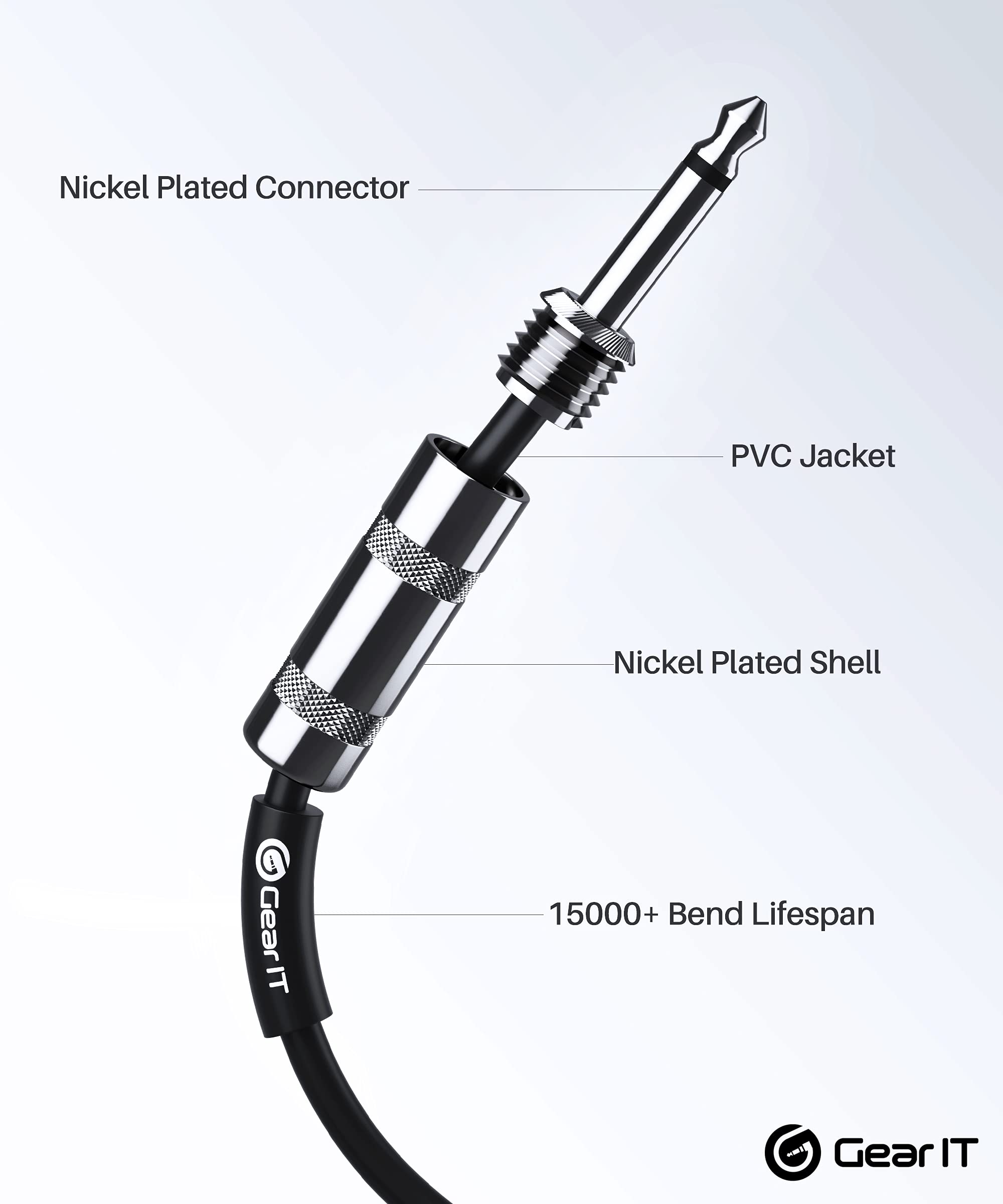 Gearit Professional Speaker Cable (50Ft) 12Awg Pure Copper 1/4 Inch To 1/4 Inch Ts Straight Male To Male For Amplifier, Speaker