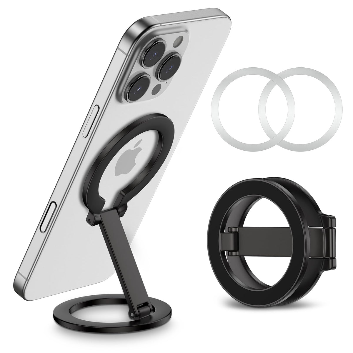 Dual-Side Magnetic Phone Grip For Magsafe, Phone Ring Holder Removable Adjustable Stand For Iphone 16/15/14/13/12 Series & Magsa