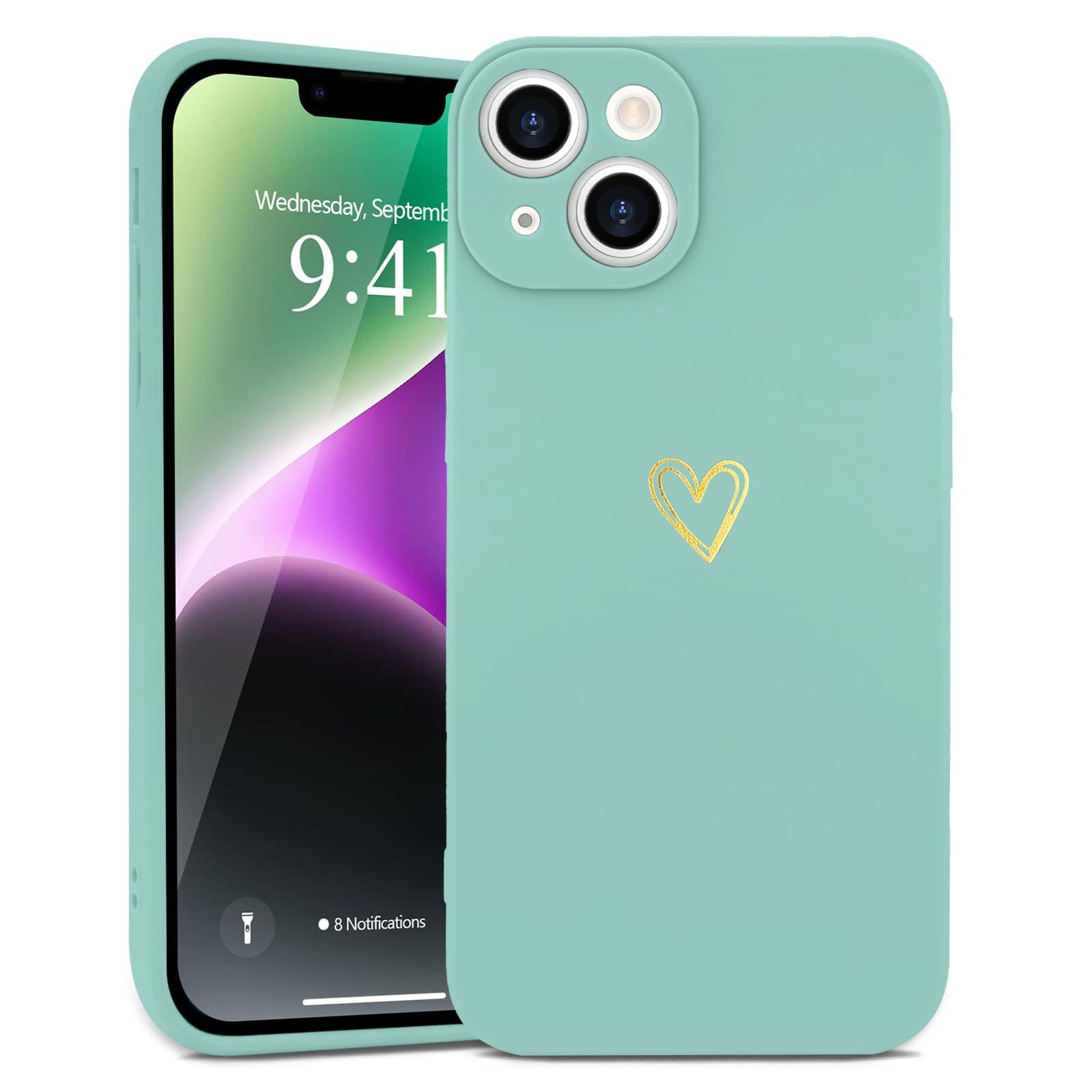 Wirvyuer For Iphone 14 Plus Case Cute Heart Pattern Soft Shockproof Slim Protective Silicone Phone Case Cover For Women Girls, F