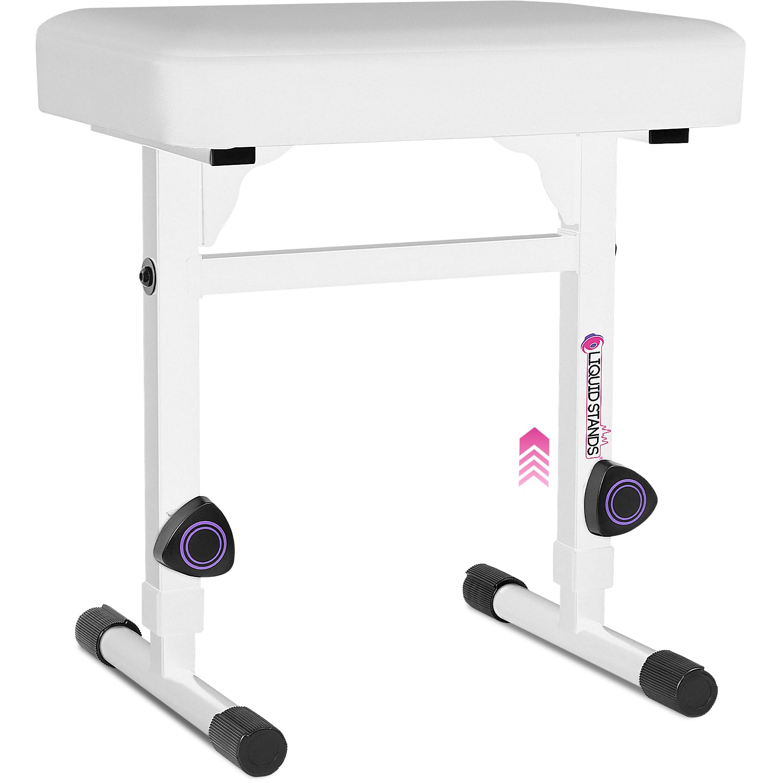 Liquid Stands Adjustable Piano Bench White - Music Keyboard Bench Seat for Digital & Electric Pianos - Stylish Seating, Comforta