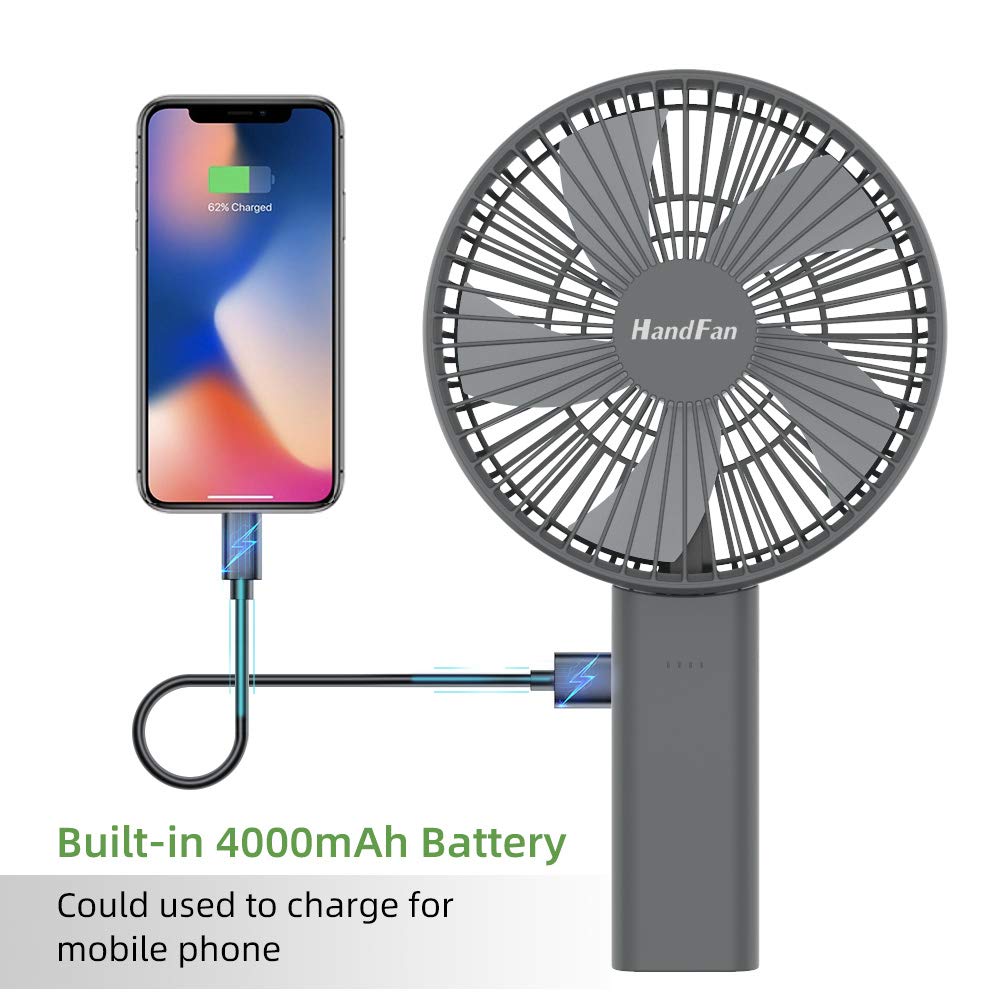 Handfan 6 Inch Handheld Fan 4000Mah Battery Operated Fan 6 Settings Personal Desktop Fan With 5 34H Working Time Removable Base