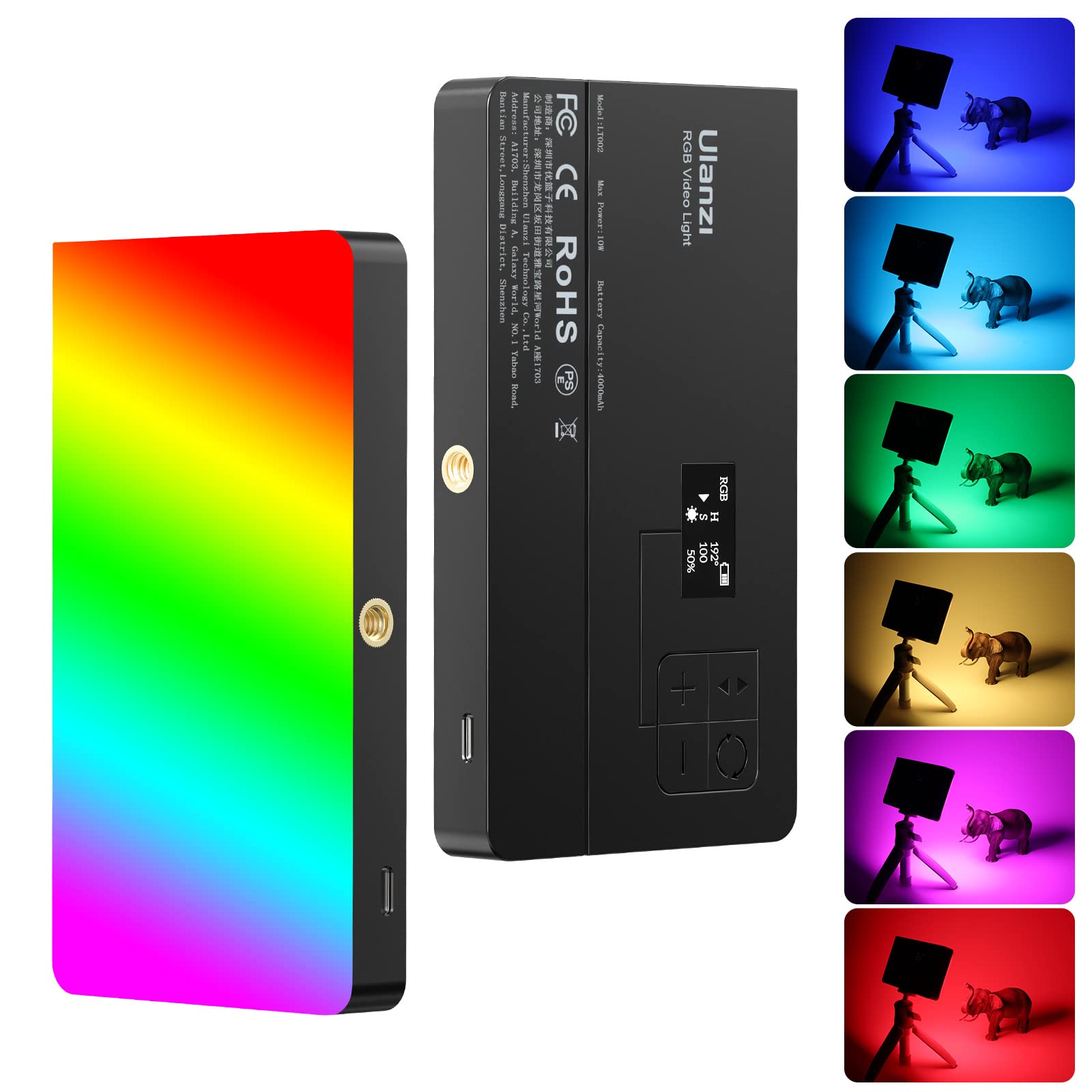 Ulanzi Lt002 Rgb Video Light, Portable Led Camera Light Panel 0 360 Full Color, Cri 95+ 2500 9000K Led Video Light, 4000Mah Rech