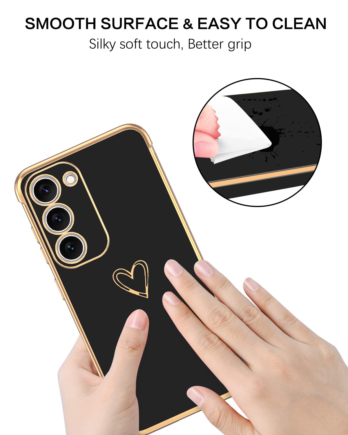 Bentoben For Samsung Galaxy S23 Case, Cute Heart Pattern Slim S23 Case, Soft Flexible Shockproof Tpu Bumper Women Girl Non Slip