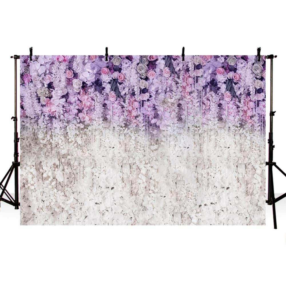 Mehofond Lavender And White Floral Bridal Shower Photo Studio Background Props Light Purple Lilac Wedding Photography Backdrop F