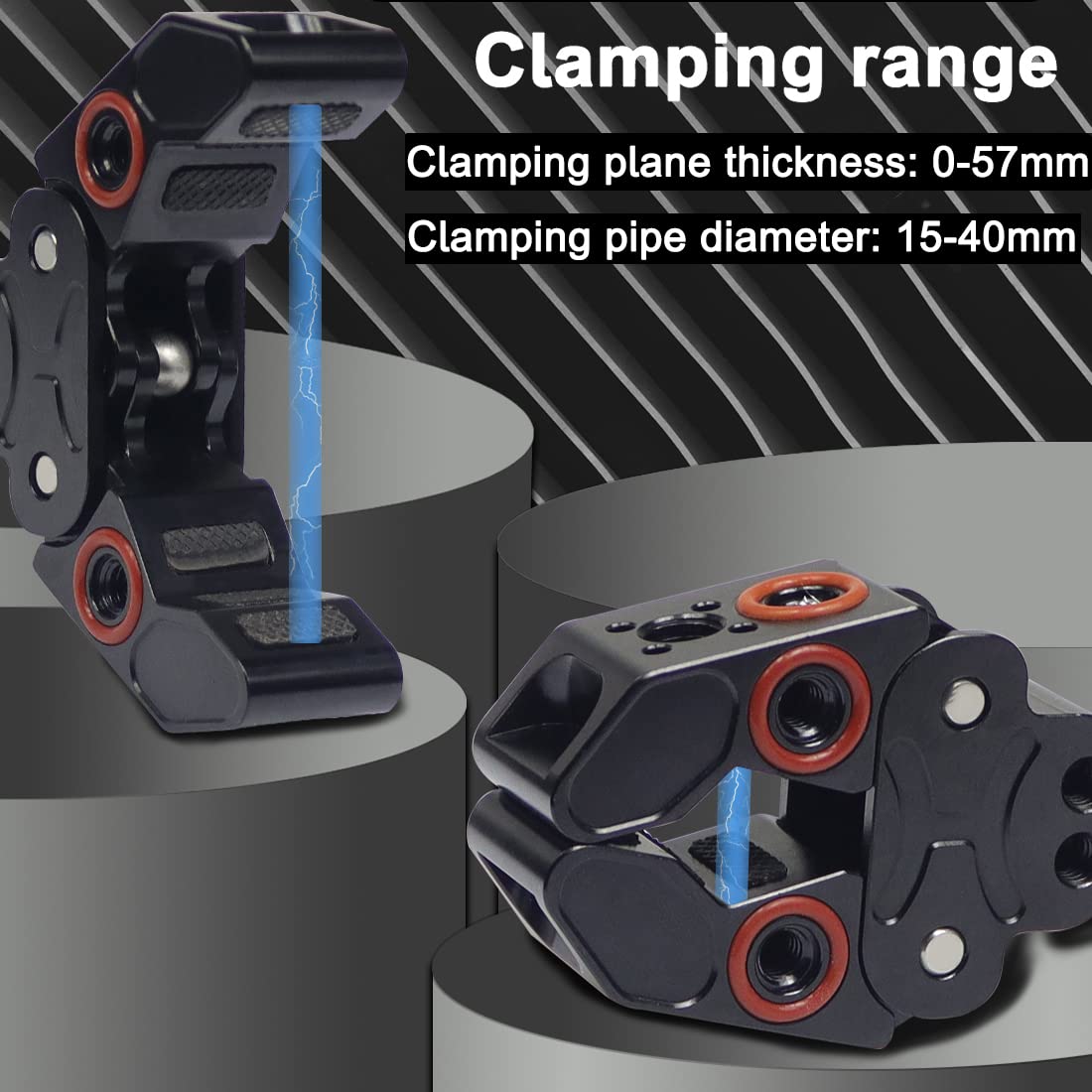 Super Clamp, Camera Clamp Mount With Locating Pin For Arri Standard, 1/4'' 20 & 3/8'' 16 Thread Versatile Strong C Clamp Accesso