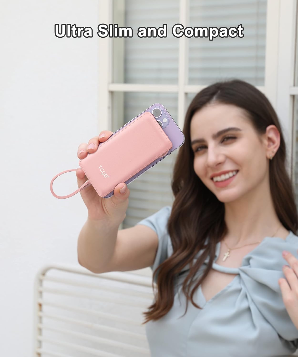 Tg90 10000Mah Portable Charger Power Bank With Built In Cables,Travel Essentials Battery Pack With Cords Portable Phone Charger