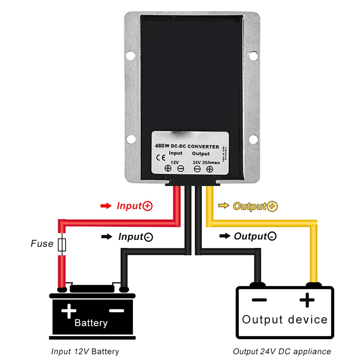 Mggi Waterproof Dc/Dc Converter 12V Step Up To 24V, Boost Converter 20A 480W Voltage Regulator, Power Adapter Voltage Booster,Po