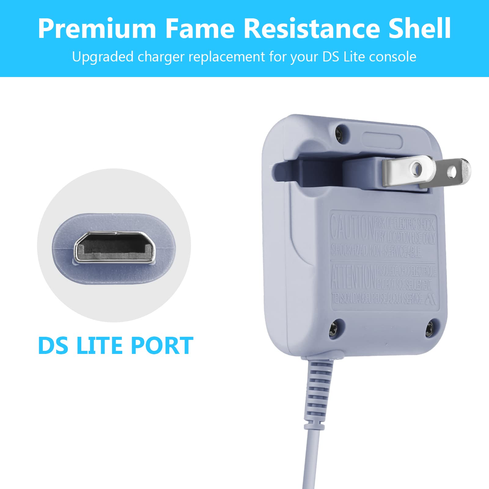 Ds Lite Charger Replacement For Nintendo Ds Lite, Ac Adapter Wall Plug Compatible With Ndsl Charger (100 240V)