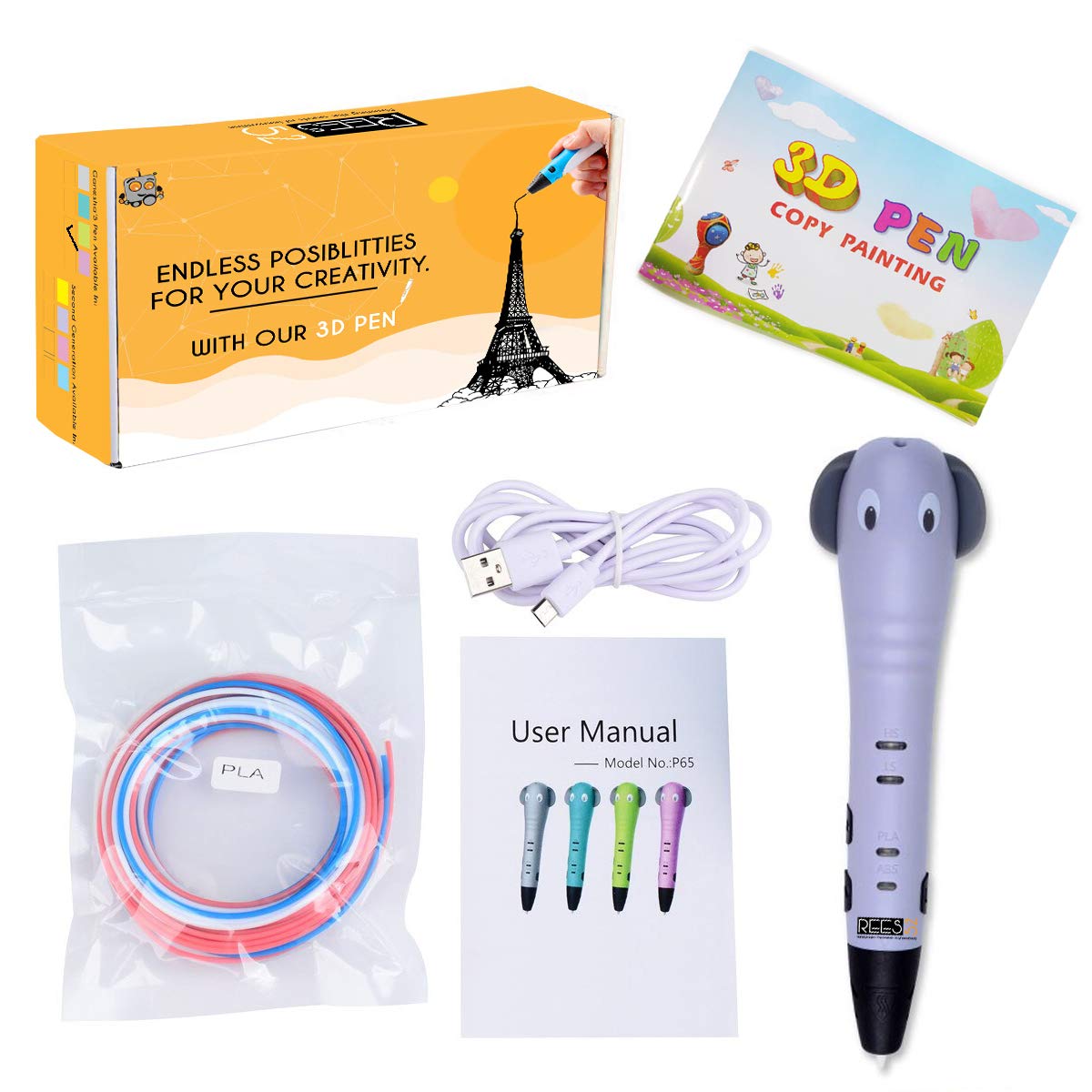 Rees52Ganesha 3D Pen For Kids/Adults/Children, 3DPrinting Pen For 3D Drawing, Doodling, Arts, Crafts, Model Making With Free Pl