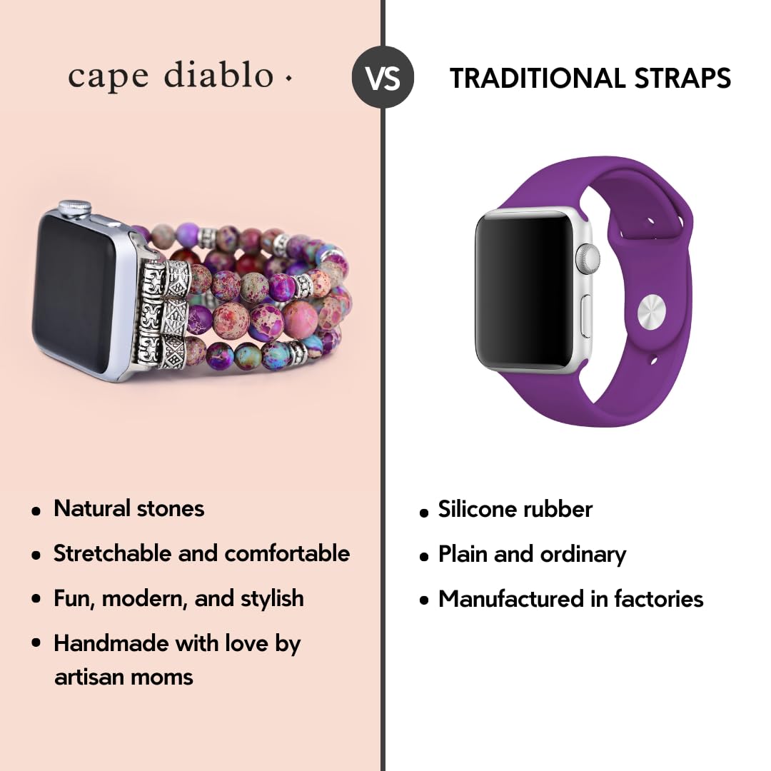Cape Diablo Smart Watch Band For Women - Handmade Gemstone Strap - Compatible With 38Mm-45Mm Apple Faces (Intense Jasper, Small