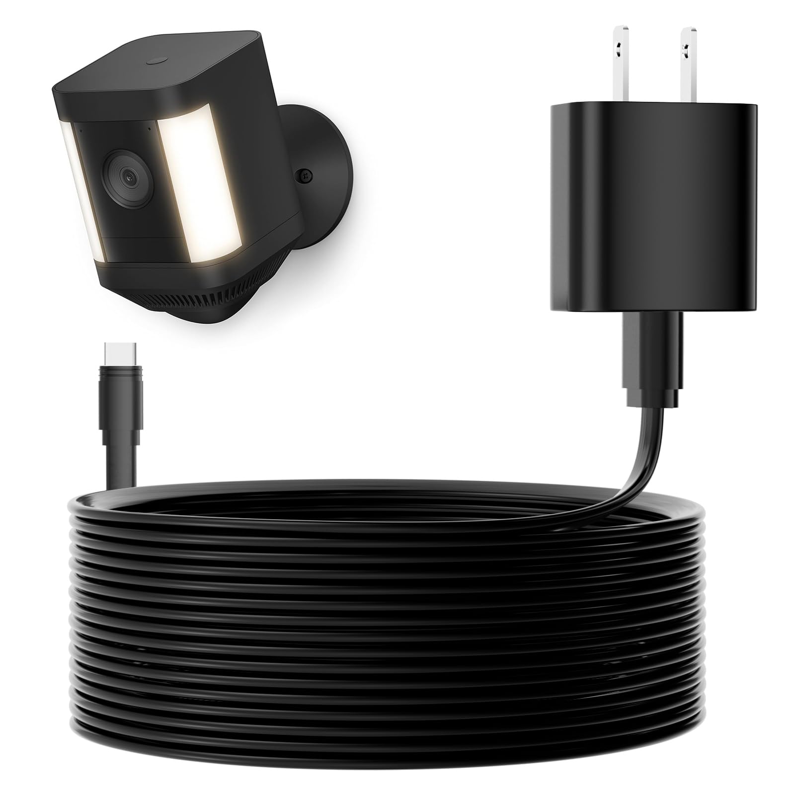 ALERTCAM 25ft USBC Power Adapter for Spotlight Cam Plus/Pro (Battery) and Outdoor Cam Plus (Battery), Weatherproof Flat Cable f