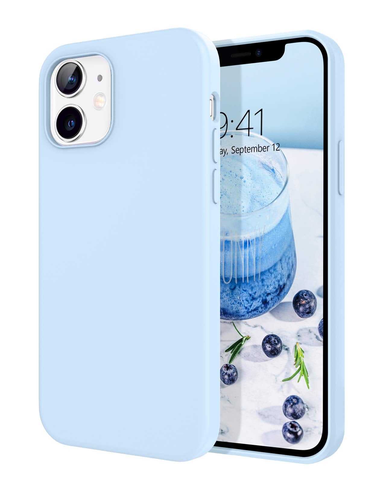DOMAVER for iPhone 12 Case, iPhone 12 Pro Case Liquid Silicone Soft Gel Rubber Microfiber Lining Cushion Protective Cover Compat
