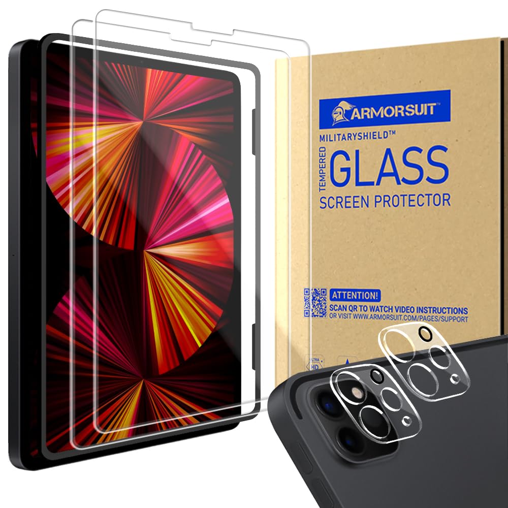 Armorsuit 2+2 Pack Screen Protector For Ipad Pro 11 Inch 2020 2Nd & 2021 3Rd Gen Tempered Glass With Camera Lens Protector, Reti